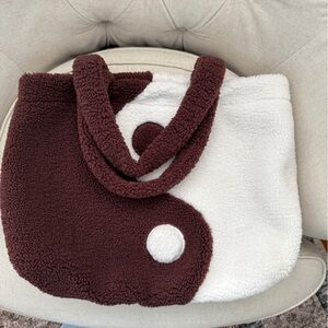 Brown and White Yin Yang Tote Bag